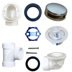 PSP0055 Bathtub Overflow, Sch. 40 PVC Plumbers Pack with  Lift & Turn Plug Bath Drain